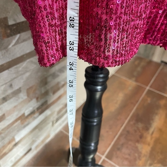 One33 Social Pink Sequin Side Drape Mini Dress Fuchsia Size 8 - Picture 12 of 16